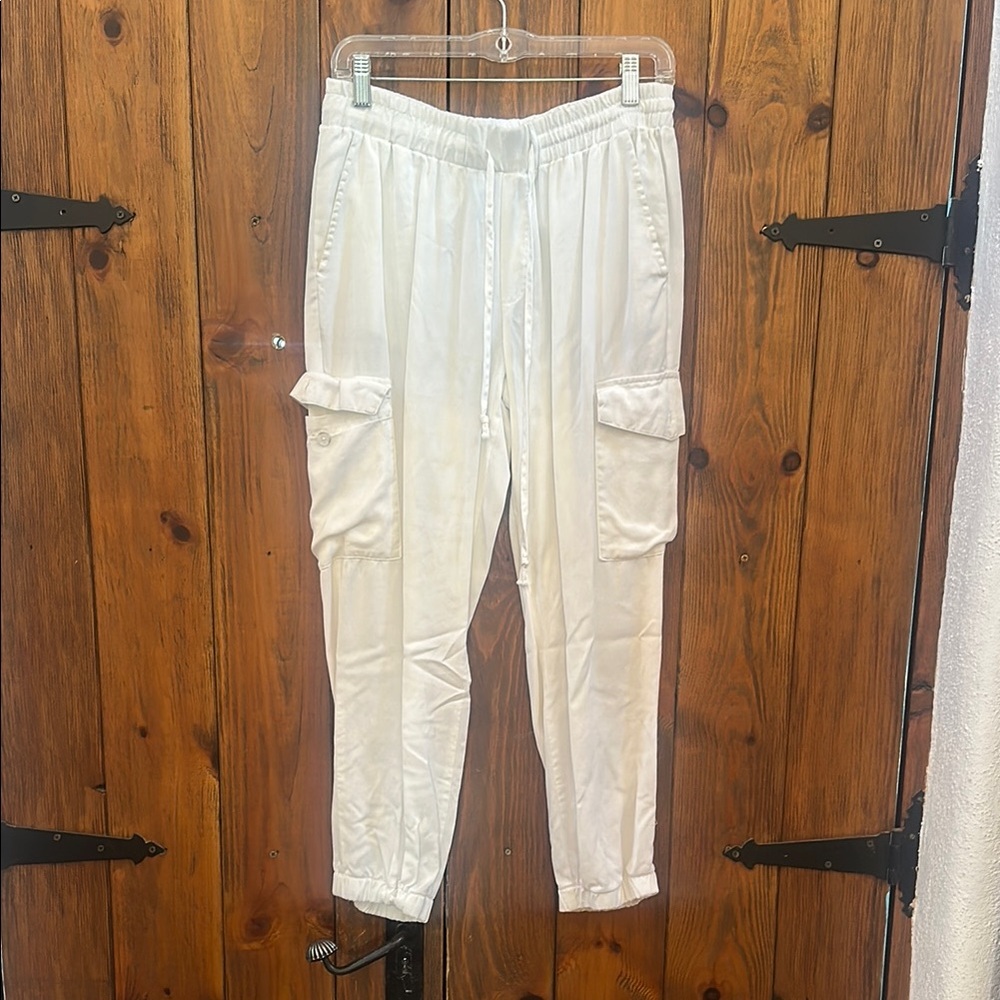 William Barry White Ankle Cargo Pants